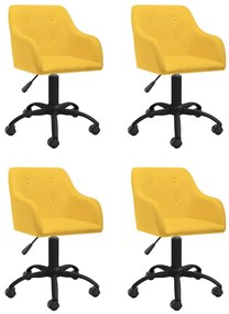 vidaXL Cadeiras de jantar giratórias 4 pcs tecido amarelo