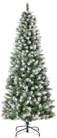 HOMCOM Árvore de Natal 180 cm Artificial com 630 Ramas e 37 Pinhas Folhas de PVC Base Dobrável para Natal Ø75x180cm