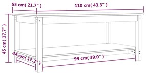 Mesa de centro 110x55x45 cm madeira de pinho maciça cinzento