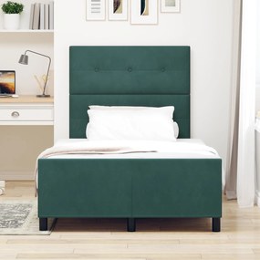 Cama vidaXL em Verde Escuro, 120x190 cm, Feita de Veludo