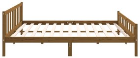 Estrutura de cama 200x200 cm madeira maciça castanho mel