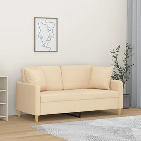 vidaXL Sofá 2 lugares c/ almofadas e almofadões 140cm tecido cor creme