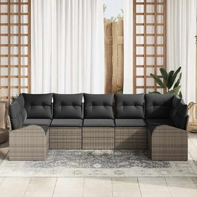 Conjunto de Sofá de Jardim vidaXL de 7 Peças com Almofadas Cinza Polié