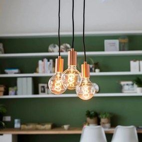 Candeeiro de suspensão Art Deco cobre 3-luzes - Facil