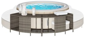 vidaXL Prateleiras p/ banheira de hidromassagem 2 pcs vime PE cinzento