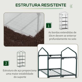 Estufa de Jardim com 4 Prateleiras e Cobertura de PE Estufa de Aço par