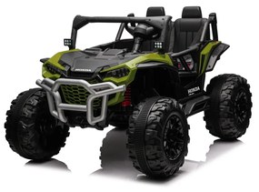 Carro elétrico para Crianças 24V 2 Lugares HONDA 4x4 Off-Road Vehicle Rodas de espuma EVA, Assento Couro Verde