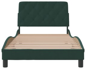 Estrutura de cama c/ cabeceira 100x200 cm veludo verde-escuro