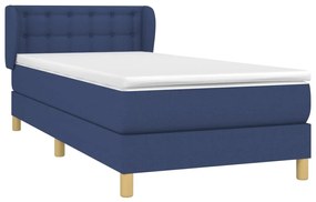 Cama com molas/colchão 90x190 cm tecido azul