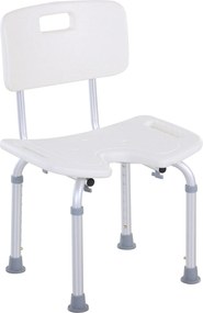 Cadeira de Banho, 48 x 42 x 83,5 cm, Altura Regulável, Branco