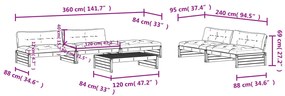6 pcs conj. lounge jardim c/ almofadões madeira douglas maciça