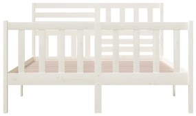 Estrutura de cama 140x200 cm madeira maciça branco