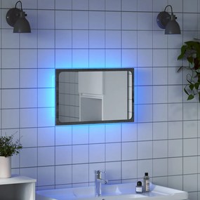 vidaXL Espelho de casa de banho c/ LED deriv. madeira cinzento sonoma