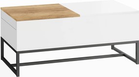 HOMCOM Mesa de Centro Extensível com Tampo Deslizante, Mesa de Sala com Compartimento de Armazenamento Oculto e Pés em Aço, Branco | Aosom Portugal