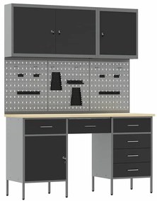 Conjunto de Armário de Trabalho e Painel de Ferramentas vidaXL com 8 P