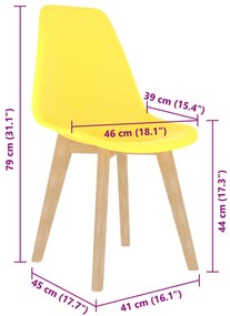 Cadeiras de jantar 2 pcs plástico amarelo