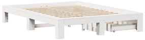 Cama sem colchão 160x200 cm madeira de pinho maciça branco