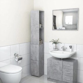 vidaXL Armário WC 25x26,5x170 cm derivados de madeira cinzento cimento