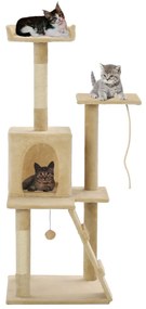 vidaXL Árvore para gatos c/ postes arranhadores sisal 120 cm bege