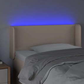 Cabeceira cama LED couro artificial 103x16x78/88 cm cappuccino