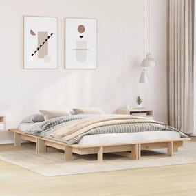 vidaXL Cama sem colchão 140x200 cm madeira de pinho maciça