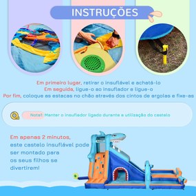 Castelo Insuflável Infantil 6 em 1 Castelo Insuflável para Crianças co