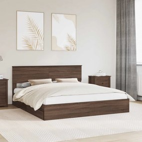 vidaXL Cama com Armazenamento com gaveta Carvalho Marrom 200 x 200 cm