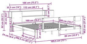 Cama com estante sem colchão 180x200 cm pinho maciço