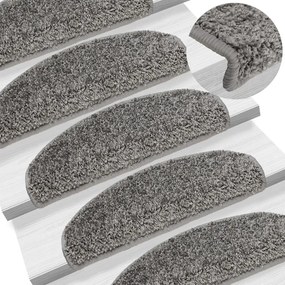 vidaXL Tapetes de escadas 10 pcs 65x21x4 cm cinzento