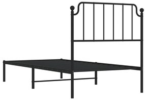 Estrutura de cama com cabeceira 90x190 cm metal preto