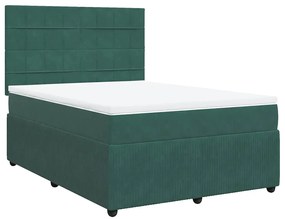 Cama com molas/colchão 160x200 cm veludo verde-escuro