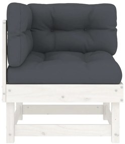 Sofás de canto com almofadões 2 pcs pinho maciço branco
