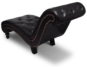 Chaise Longue Pietro em Couro Artificial -  Castanho - Design Vintage