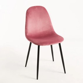 Cadeira Teok Black Veludo - Rosa