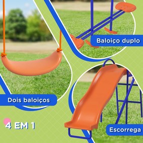 Outsunny Baloiço Infantil 4 em 1 Baloiço para Crianças com 2 Baloiços