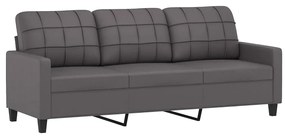 2 pcs conjunto de sofás com almofadas couro artificial cinzento