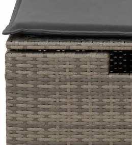 4 pcs conjunto sofás de jardim c/ almofadões vime PE cinzento