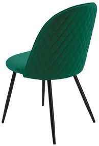 Conjunto 4 Cadeiras jantar MAGDA NEW, metal, tecido veludo verde
