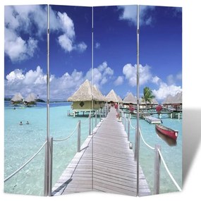 240476 vidaXL Biombo dobrável com estampa de praia 160x170 cm