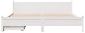 Cama sem colchão 200x200 cm madeira de pinho maciça branco