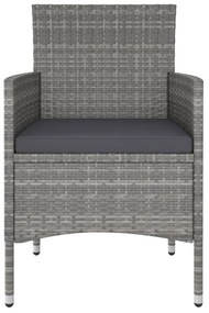 4 pcs conjunto de cadeiras e bancos de jardim vime PE cinzento