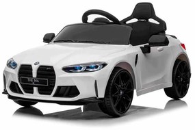 Carro elétrico para crianças BMW M4, controle remoto 2,4 GHz, entrada USB / Aux, suspensão, bateria 12V, luzes LED, motor 2 X, licença ORIGINAL Branco