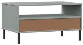 Mesa centro pernas de metal 85x50x45 madeira maciça OSLO cinza