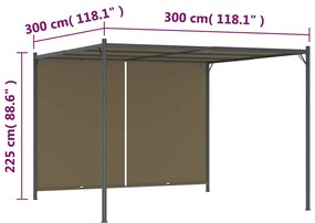 Pérgola jardim telhado retrátil 3x3m 180 g/m² cinza-acastanhado
