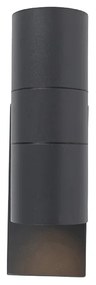 Candeeiro de parede exterior cinzento escuro 2-luzes com sensor crepuscular - Duo