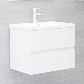 vidaXL Armário lavatório derivados de madeira branco brilhante