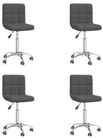 vidaXL Cadeiras de jantar giratórias 4 pcs tecido cinzento-escuro