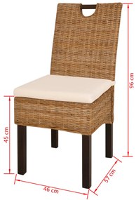 Cadeiras de jantar, 6 pcs, vime Kubu madeira de mangueira