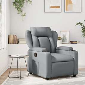 vidaXL Poltrona de massagens reclinável couro artificial cinzento