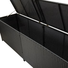 Caixa de arrumação para jardim 200x50x60 cm vime PE preto
